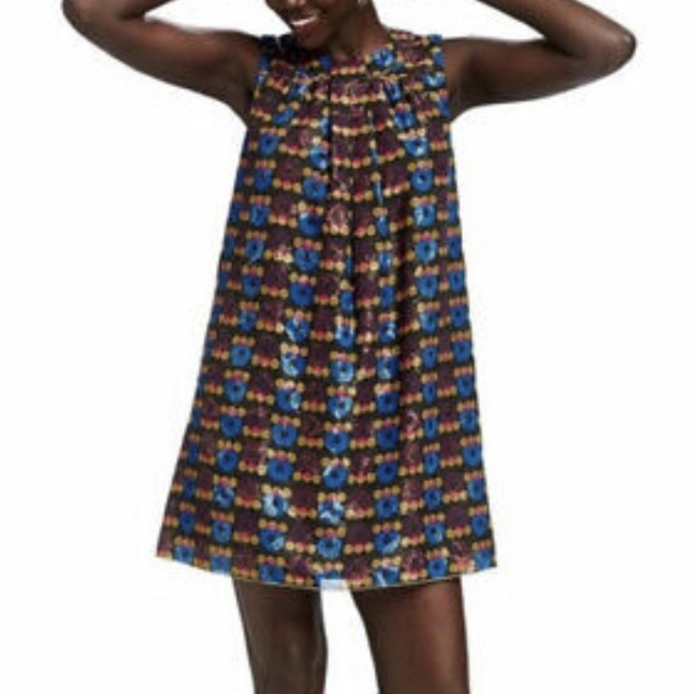 Anna Sui 20th Anniversery Collection Multicolor Sleeveless Mini‎ Dress Sz XL